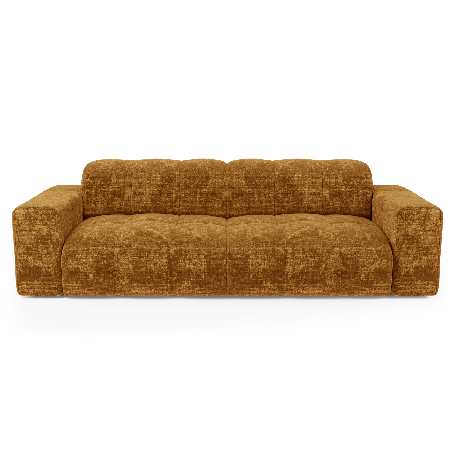 4-zitsbank in mosterdkleurig fluweel met reliëf