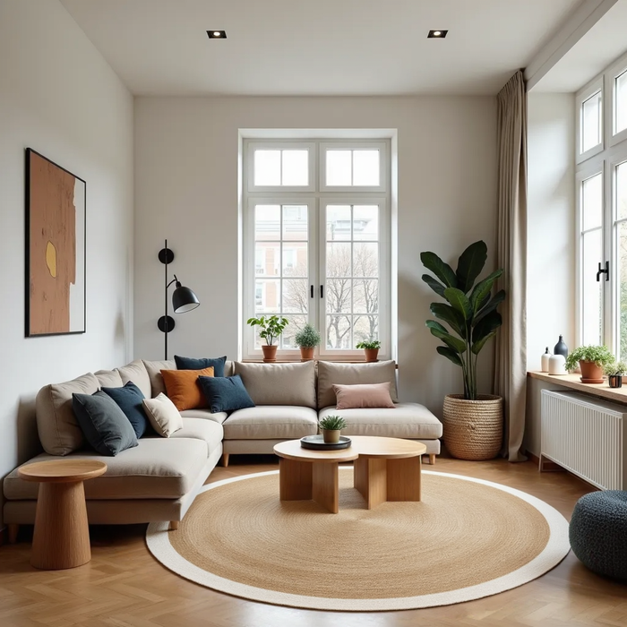 Mrcarpet Rond jute vloerkleed naturel|wit met rand 200cm (meest gekozen)