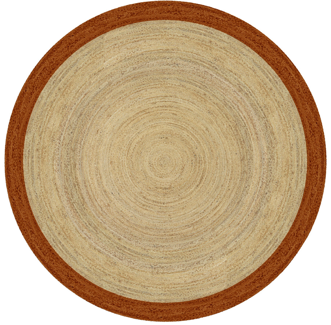 Mrcarpet Rond jute vloerkleed naturel|roest|bruin met rand 200cm
