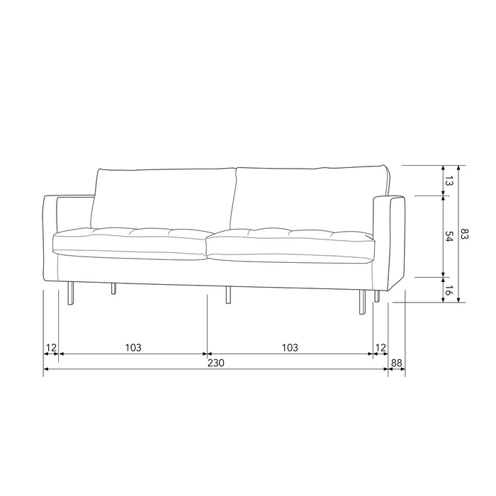 WOOOD Rodeo Classic 2,5-zitsbank - Velvet -  Roest