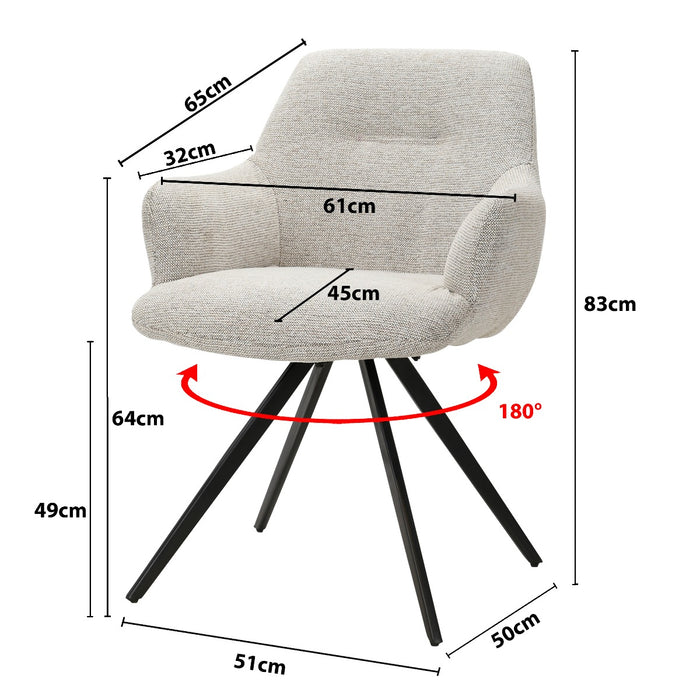 Livingfurn - Eetkamerstoel Stof Beige - Doreen - Set van 2