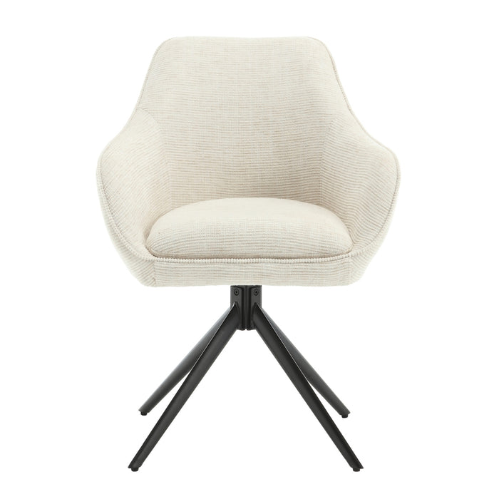 Livingfurn - Eetkamerstoel Stof Zand - Thomas - Set van 2