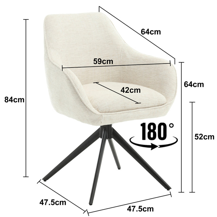 Livingfurn - Eetkamerstoel Stof Zand - Thomas - Set van 2