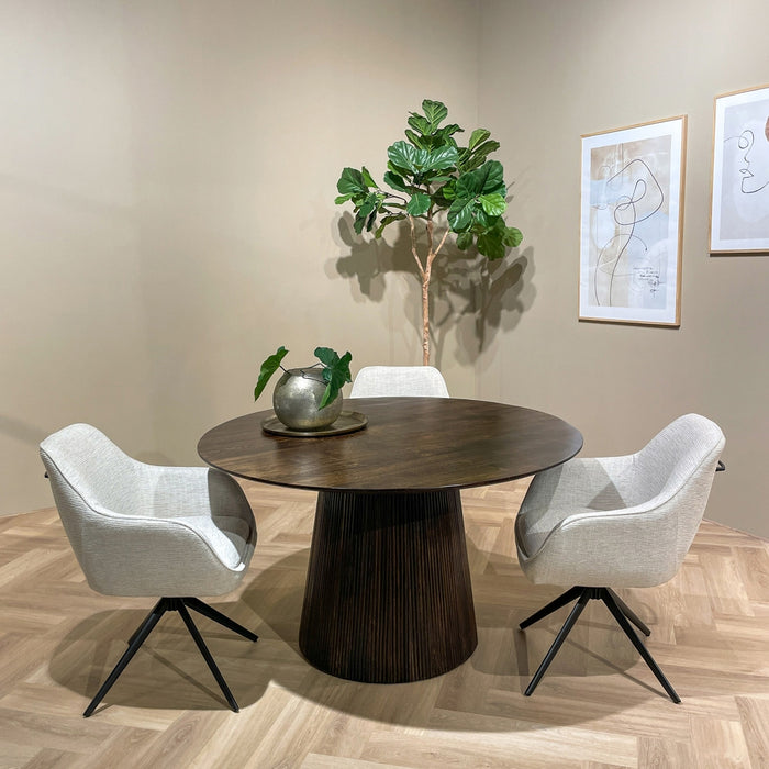 Livingfurn - Eetkamerstoel Stof Zand - Thomas - Set van 2