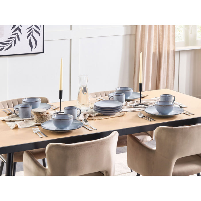 Beliani - JUNIPER - Bijzetborden set van 8 - Lichtblauw - Steengoed