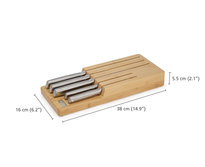 Joseph Joseph - Elevate Steel Messen met Houder voor Lade Bamboe 5-Delig