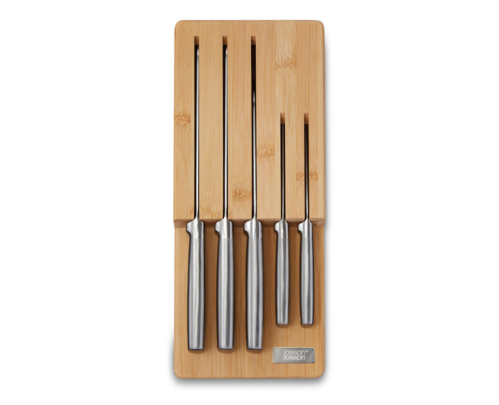 Joseph Joseph - Elevate Steel Messen met Houder voor Lade Bamboe 5-Delig
