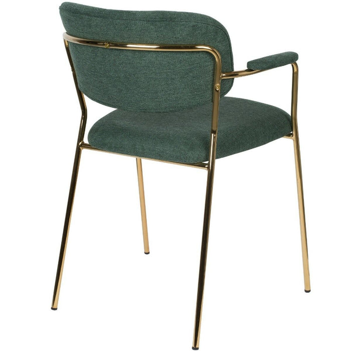 Puur - Viken armstoel stof donkergroen - goud onderstel