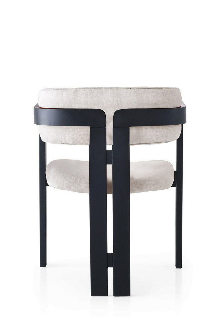 Giga Meubel - Eetkamerstoel Zwart - Wit|Linnen - Cozy