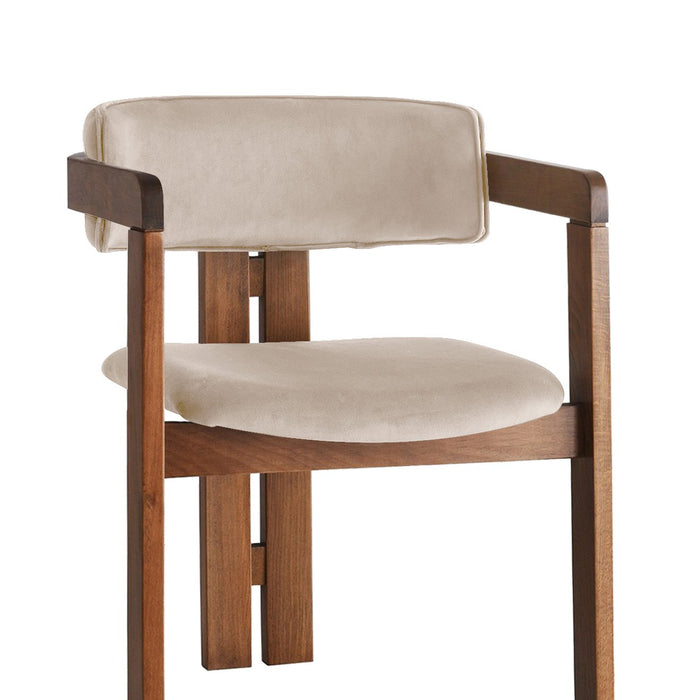 Giga Meubel - Eetkamerstoel Walnoot - Beige|Velvet - Cozy