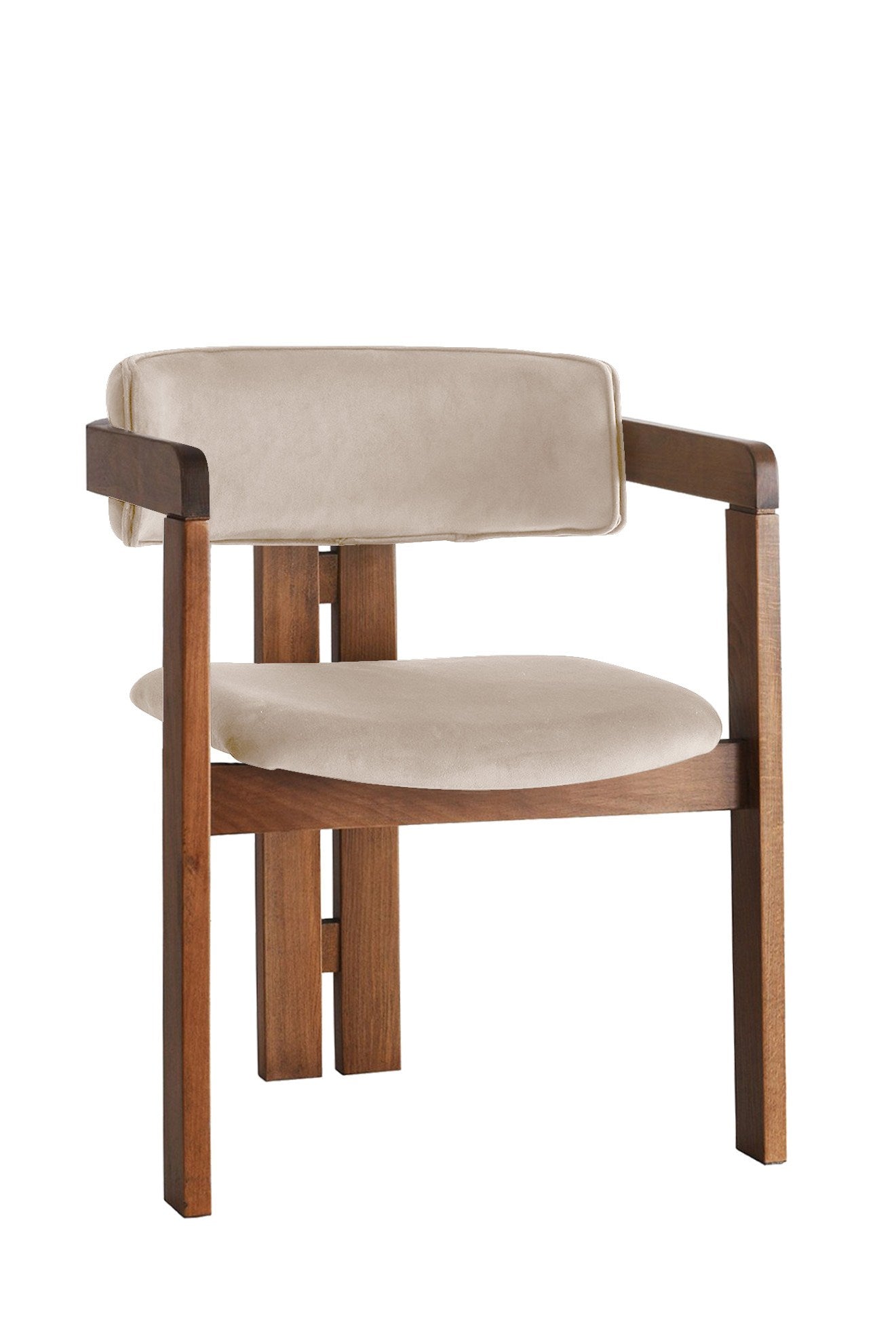 Giga Meubel - Eetkamerstoel Walnoot - Beige|Velvet - Cozy