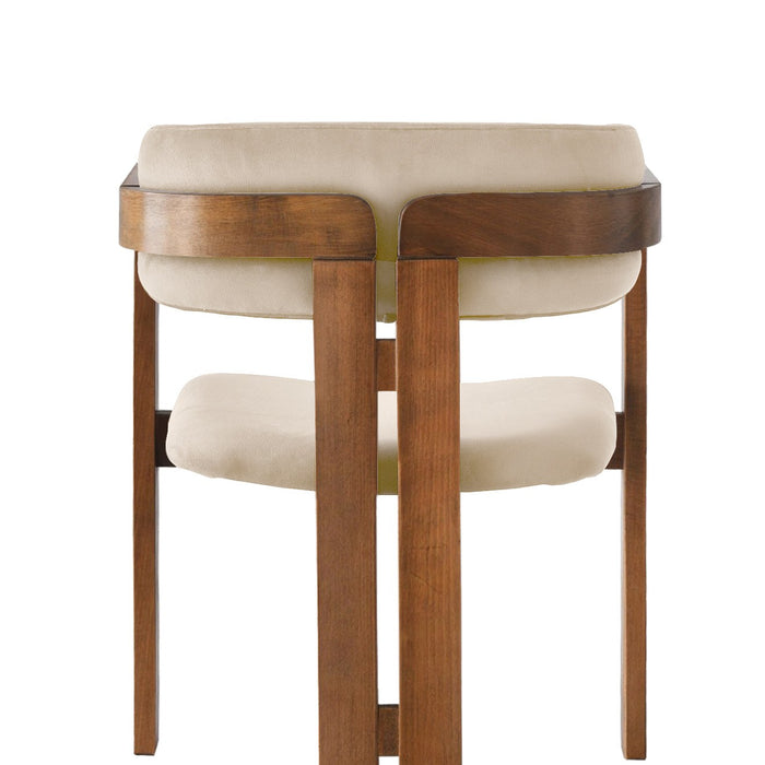 Giga Meubel - Eetkamerstoel Walnoot - Beige|Velvet - Cozy