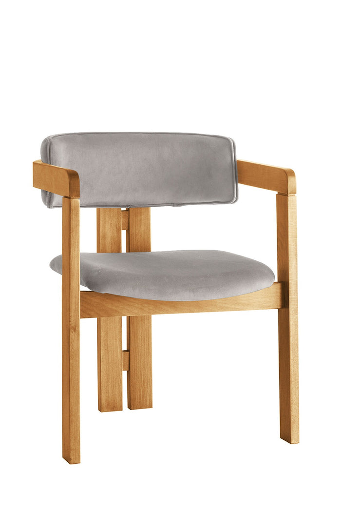 Giga Meubel - Eetkamerstoel Naturel - Grijs|Velvet - Cozy