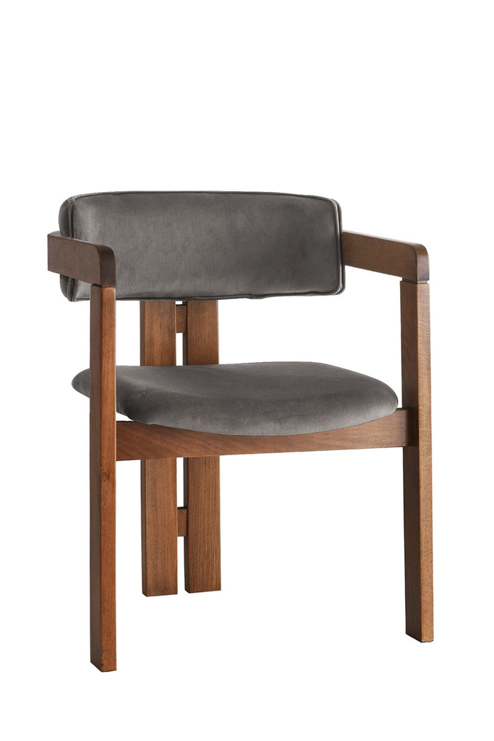 Giga Meubel - Eetkamerstoel Walnoot - Antraciet|Velvet - Cozy