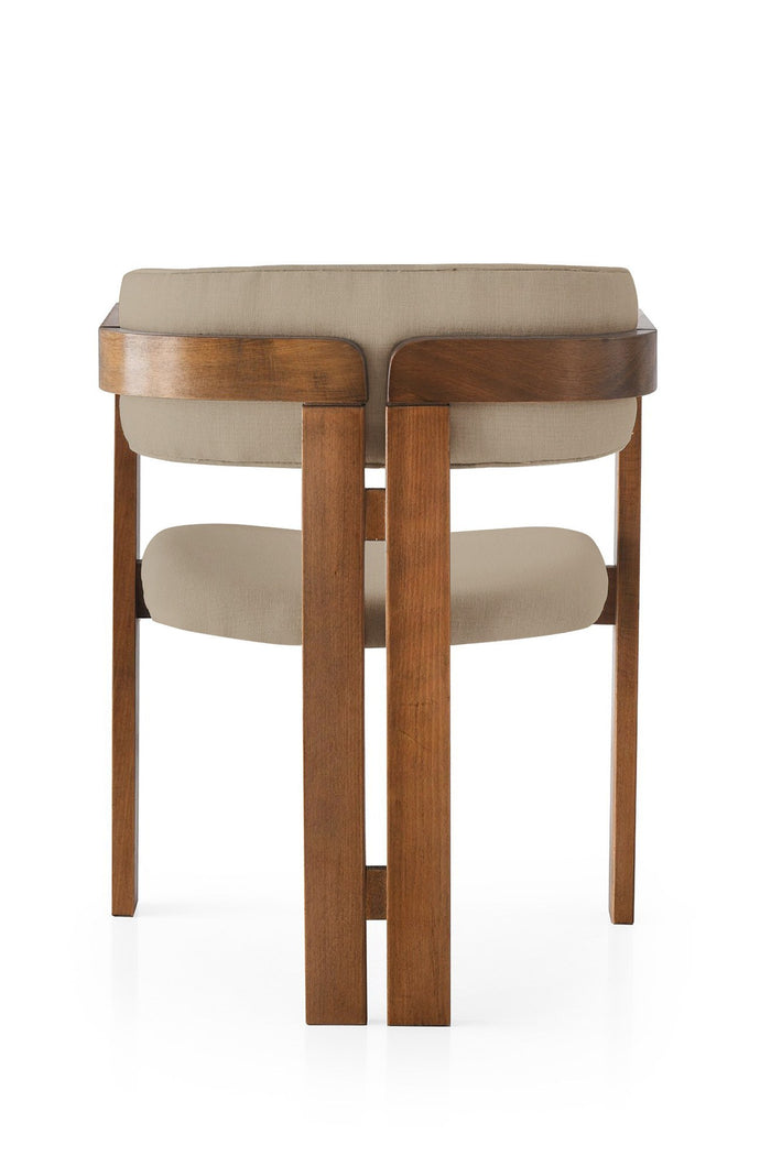 Giga Meubel - Eetkamerstoel Walnoot - Taupe|Linnen - Cozy