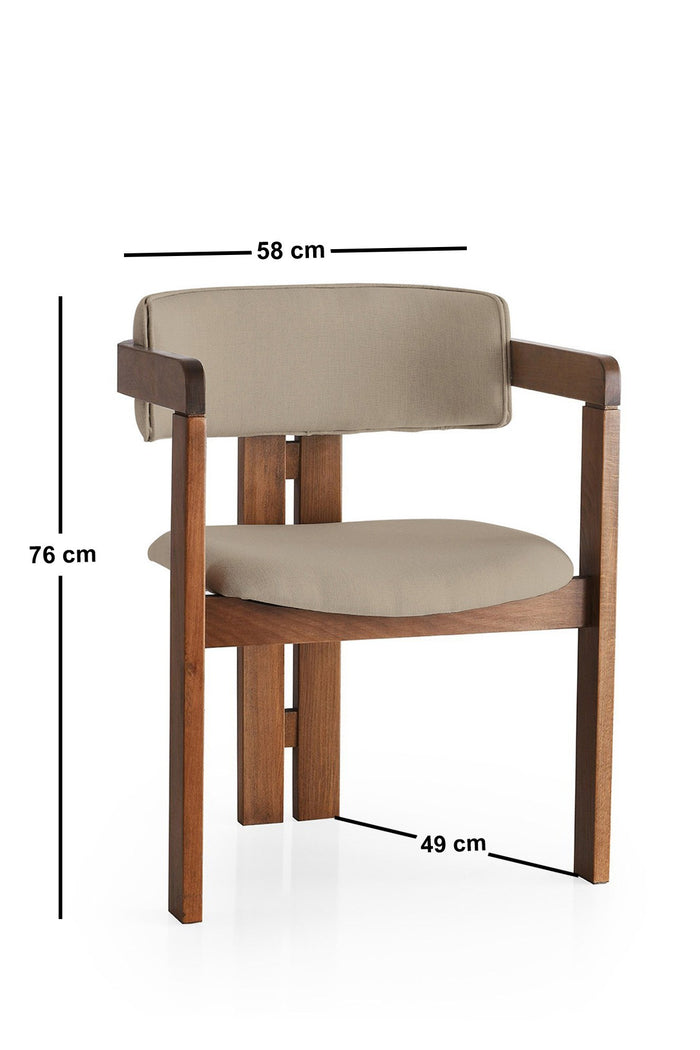 Giga Meubel - Eetkamerstoel Walnoot - Taupe|Linnen - Cozy