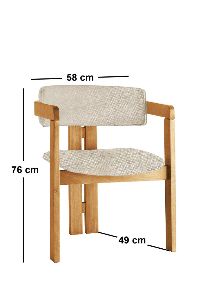 Giga Meubel - Eetkamerstoel Naturel - Lichtgrijs|Linnen - Cozy