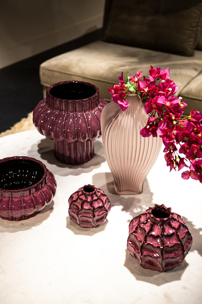 PTMD Halde Light Purple solid glass vase ribbed high