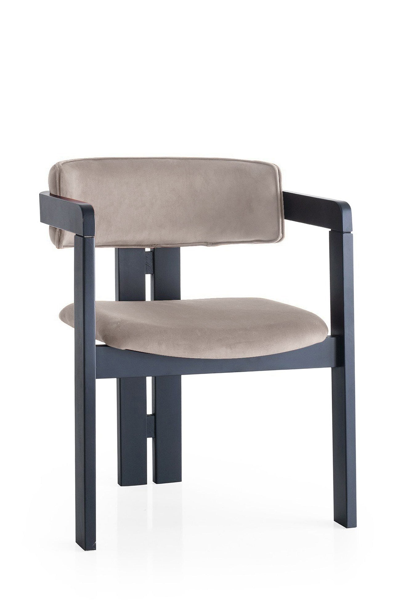 Giga Meubel - Eetkamerstoel Zwart - Grijs|Velvet - Cozy