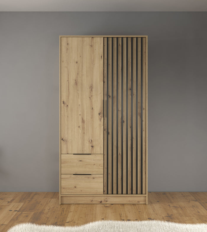 Meubella - Kledingkast Nairobi - Eiken - Zwart - 105 cm