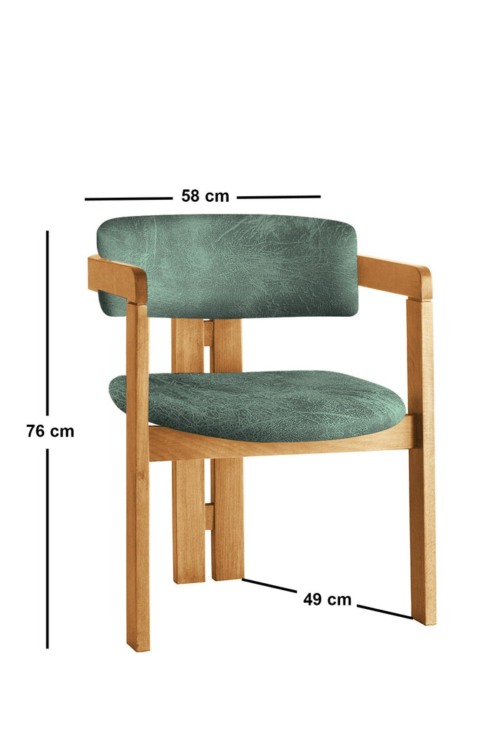 Giga Meubel - Eetkamerstoel Naturel - Groen|Stof - Cozy