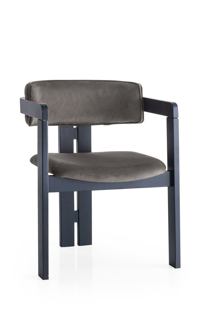 Giga Meubel - Eetkamerstoel Zwart - Antraciet|Velvet - Cozy