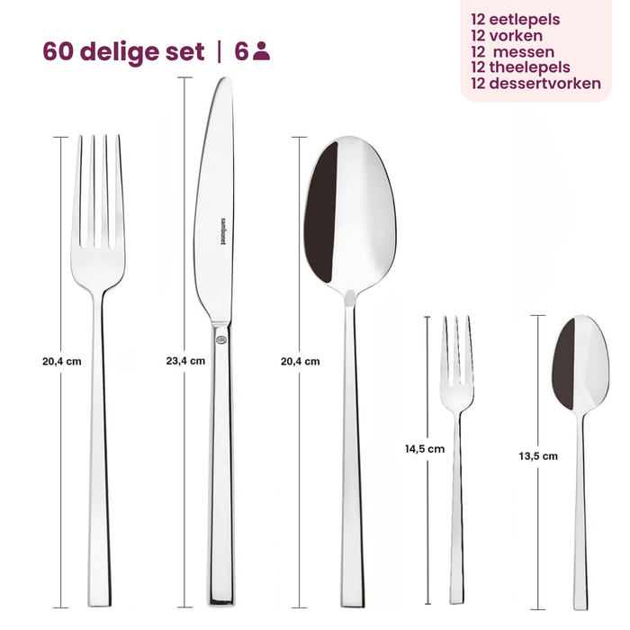 Sambonet Bestekset Rock - Koper - 60-delig | 12 personen