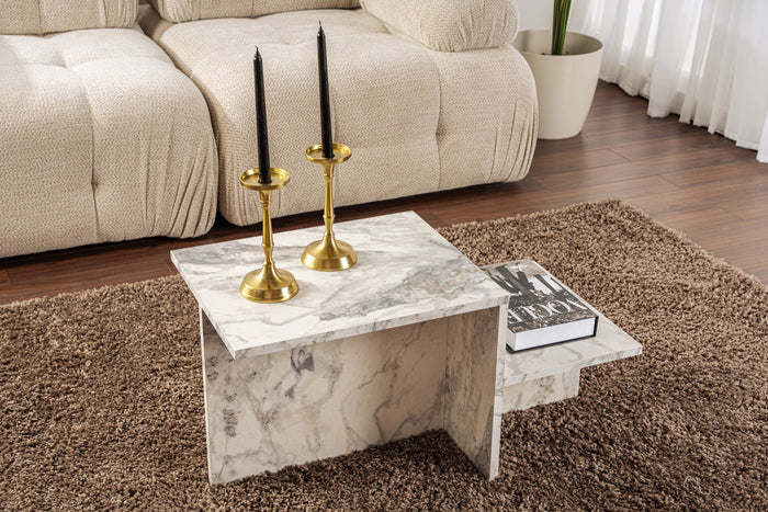 Giga Meubel - Salontafel Wit Hout - 80x40x40cm - Harmony