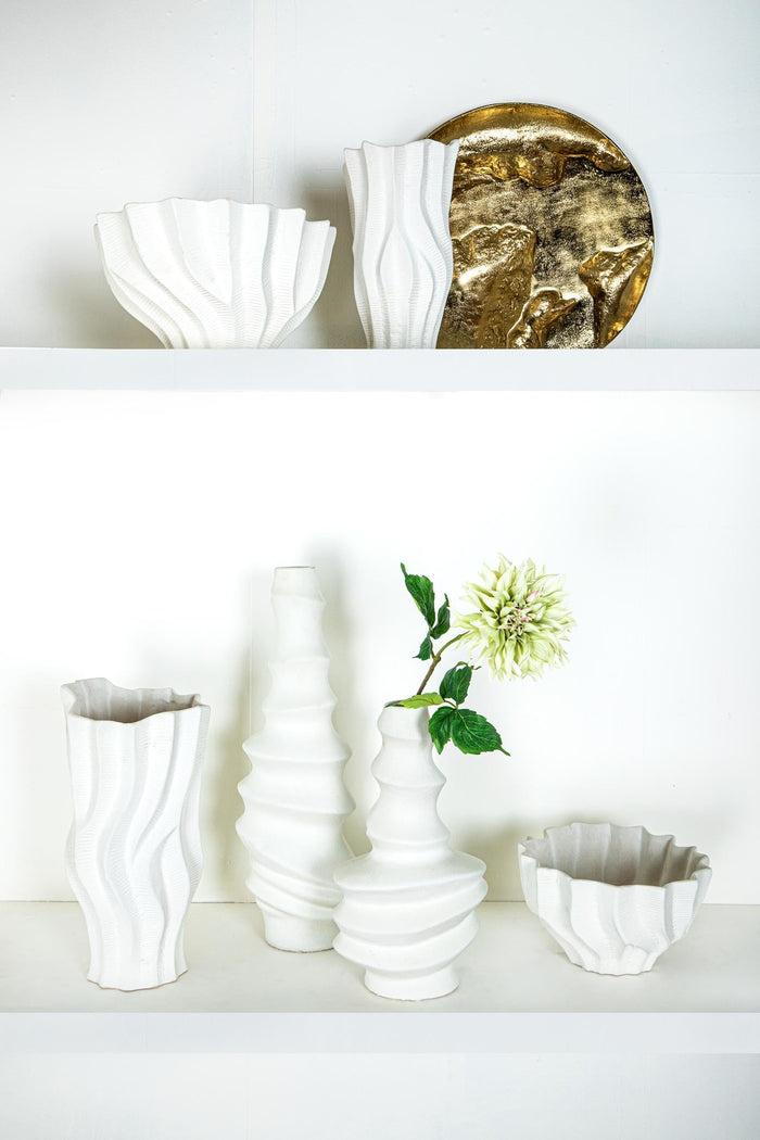 PTMD Georgy White ceramic pot round spiral L