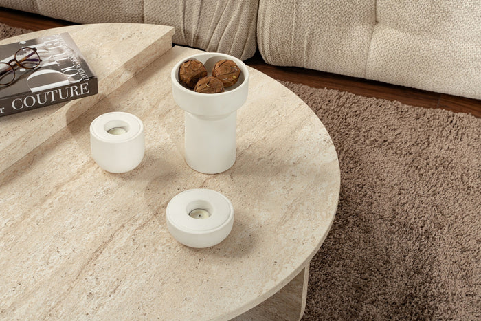 Giga Meubel - Salontafel Travertin Melamine - 90x90x35cm - Orion