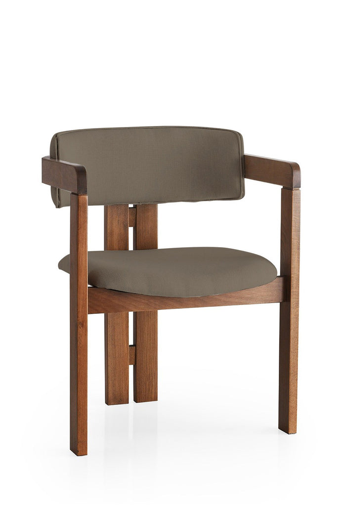 Giga Meubel - Eetkamerstoel Walnoot - Bruin|Linnen - Cozy