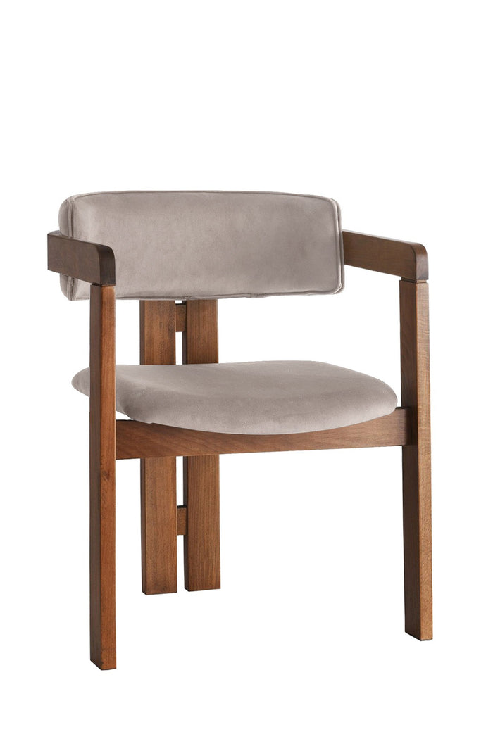 Giga Meubel - Eetkamerstoel Walnoot - Grijs|Velvet - Cozy