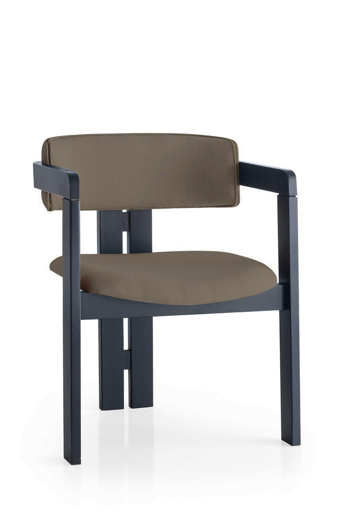 Giga Meubel - Eetkamerstoel Zwart - Bruin|Linnen - Cozy