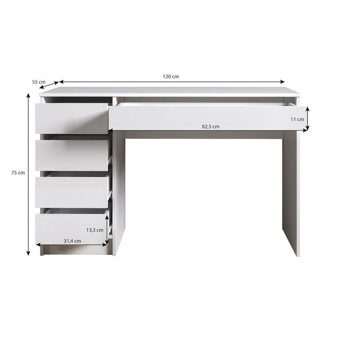 Meubella - Kaptafel Arco - Wit hoogglans - 120 cm