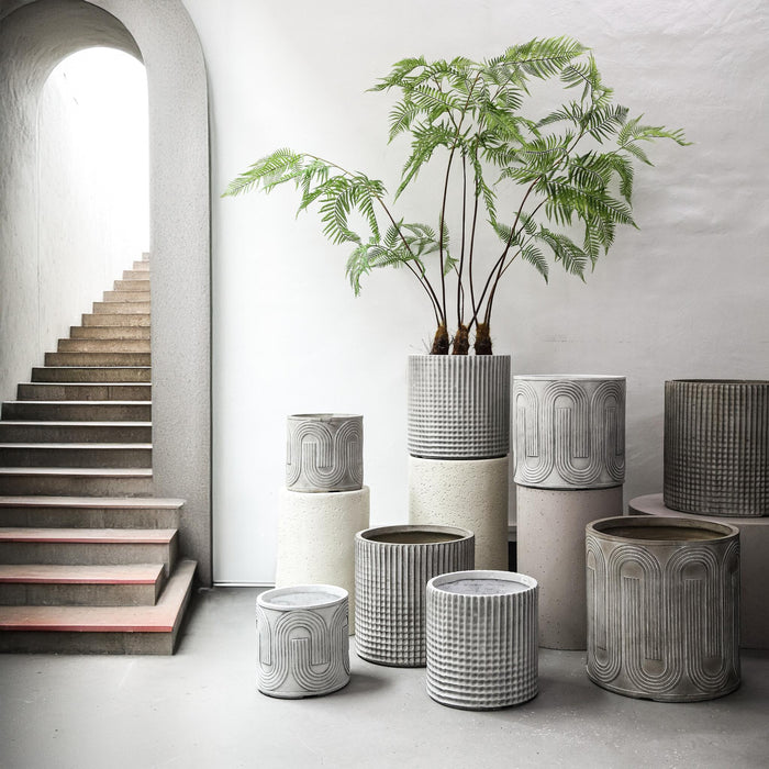 PTMD Paizlie Beige Round Magnesium Pot Line Pattern SV3