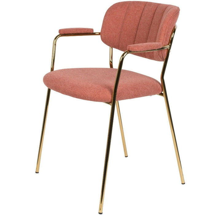Puur - Viken armstoel stof roze - goud onderstel