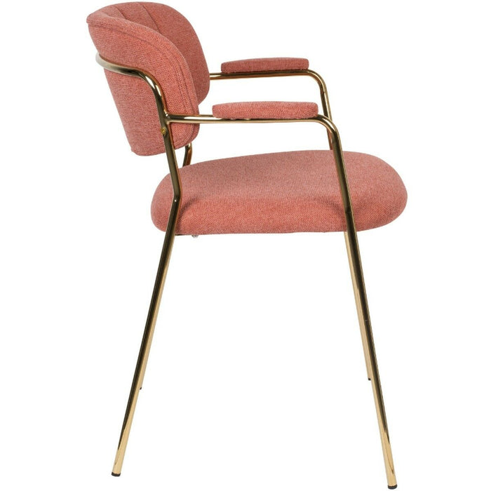 Puur - Viken armstoel stof roze - goud onderstel