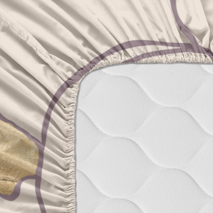 White peonies Hoeslaken 105x200 cm Happyfriday, Veelkleurig, 100% katoen, de kwaliteit van 200 TC