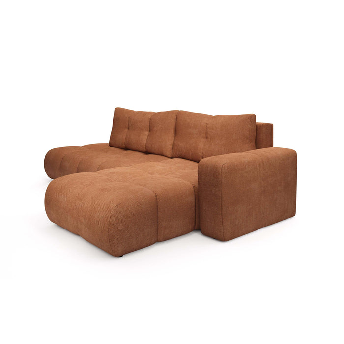 by fonQ Charme Hoekbank Rechts  met Slaapfunctie - Chenille - Terra