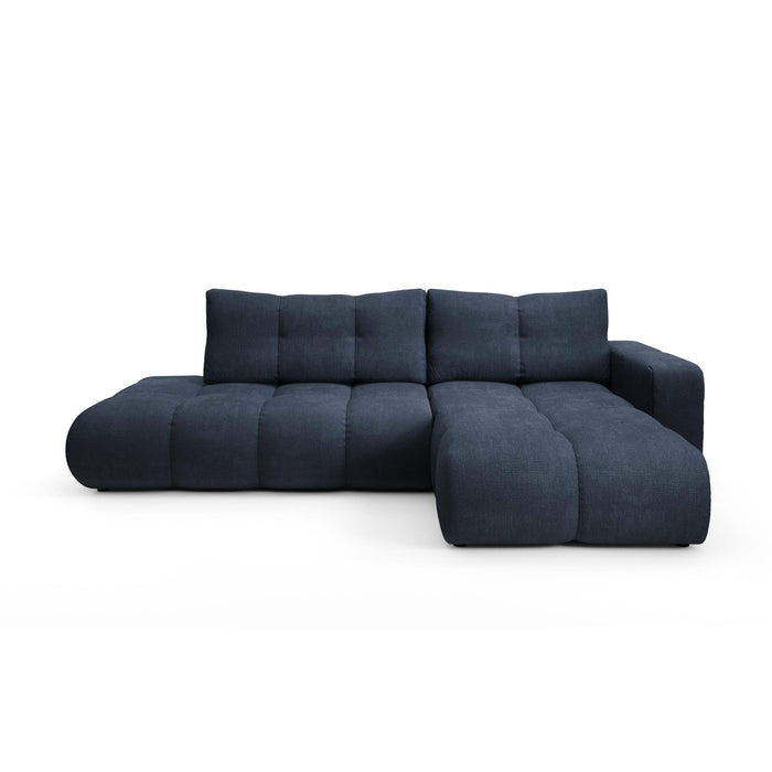 by fonQ Charme Hoekbank Rechts  met Slaapfunctie - Chenille - Marineblauw