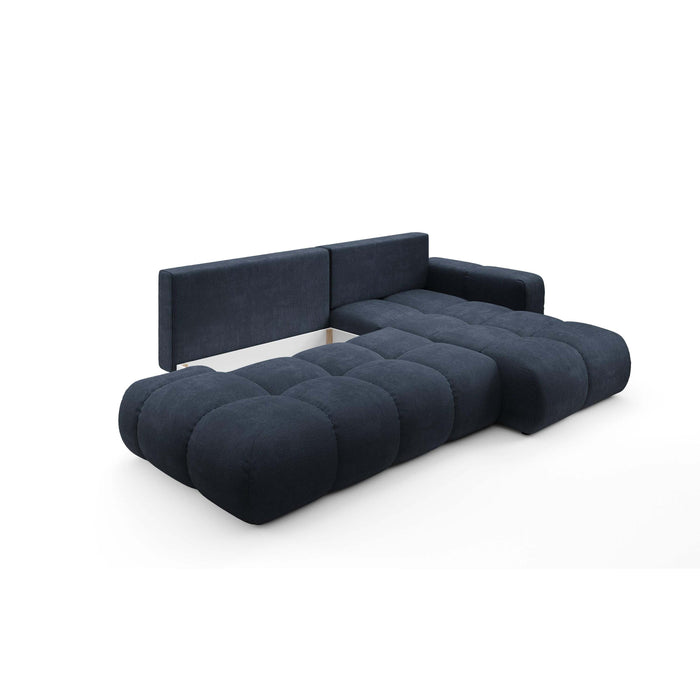 by fonQ Charme Hoekbank Rechts  met Slaapfunctie - Chenille - Marineblauw