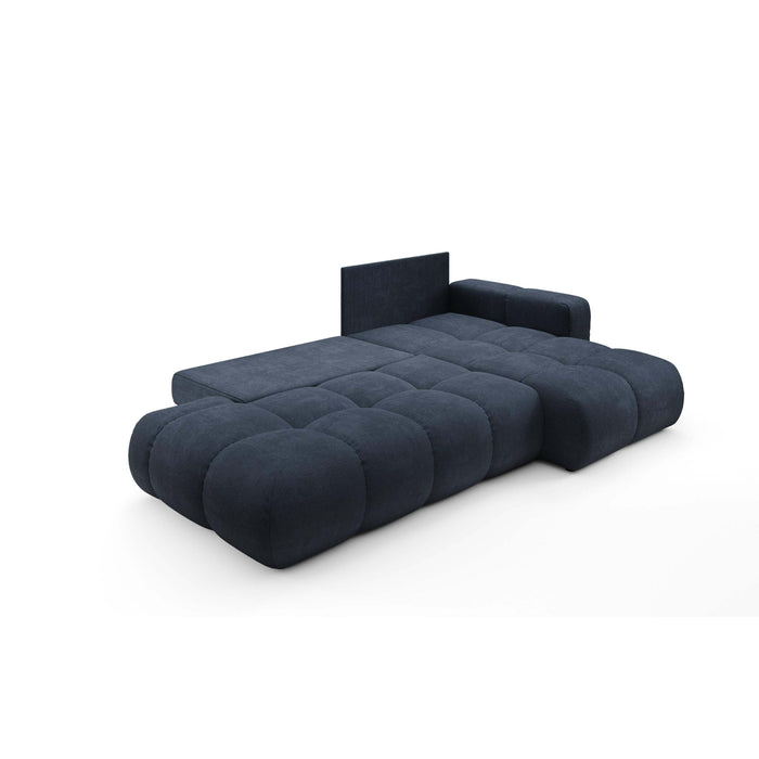 by fonQ Charme Hoekbank Rechts  met Slaapfunctie - Chenille - Marineblauw