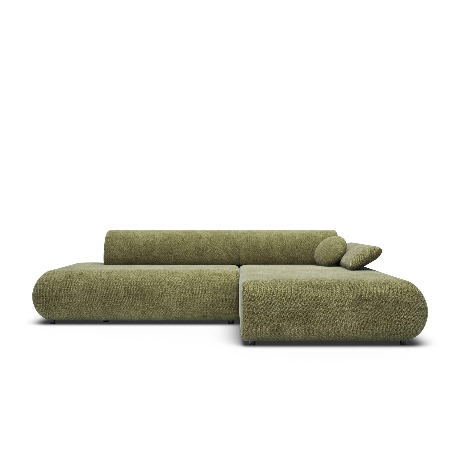 by fonQ Wisp Hoekbank met Chaise Longue Rechts met Slaapfunctie - Chenille - Olijfgroen