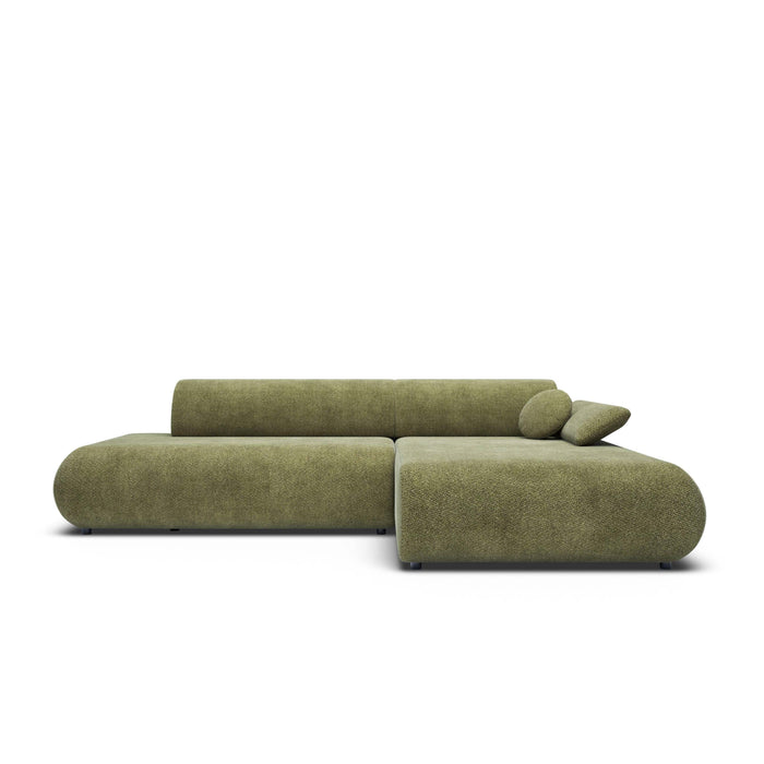 by fonQ Wisp Hoekbank met Chaise Longue Rechts met Slaapfunctie - Chenille - Olijfgroen