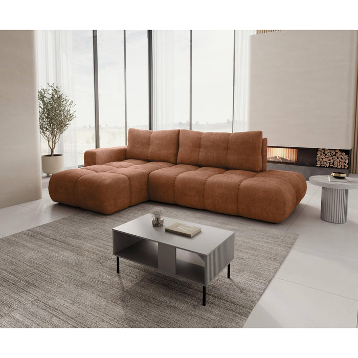 by fonQ Charme Hoekbank Links  met Slaapfunctie - Chenille - Terra