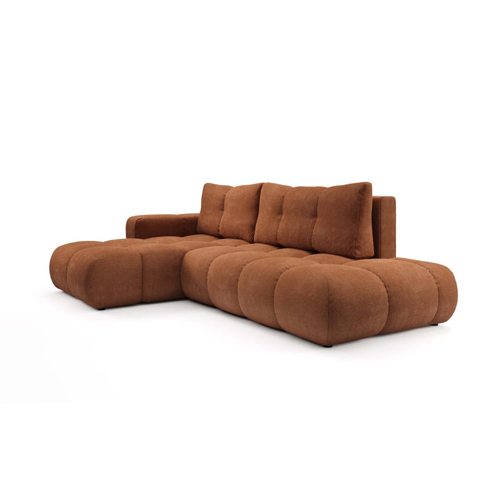 by fonQ Charme Hoekbank Links  met Slaapfunctie - Chenille - Terra