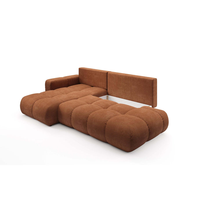 by fonQ Charme Hoekbank Links  met Slaapfunctie - Chenille - Terra