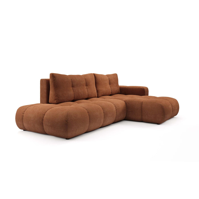 by fonQ Charme Hoekbank Rechts  met Slaapfunctie - Chenille - Terra