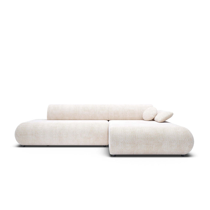 by fonQ Wisp Hoekbank met Chaise Longue Rechts met Slaapfunctie - Chenille - Greige