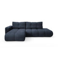 by fonQ Charme Hoekbank Links  met Slaapfunctie - Chenille - Marineblauw